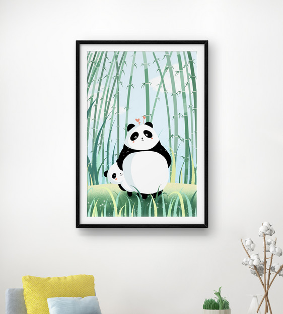 卡通家装熊猫装饰画挂画图片