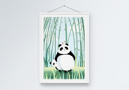 卡通家装熊猫装饰画挂画图片