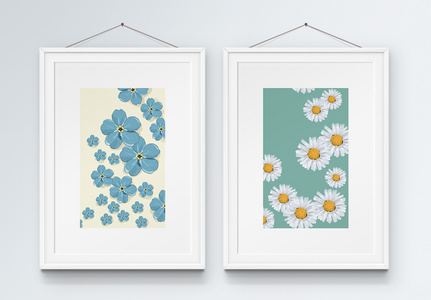 清新小花朵植物二联框装饰画图片