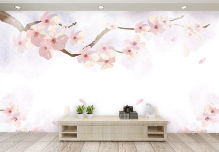 桃花粉色背景墙图片
