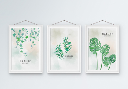北欧简约小清新植物装饰画三联框图片