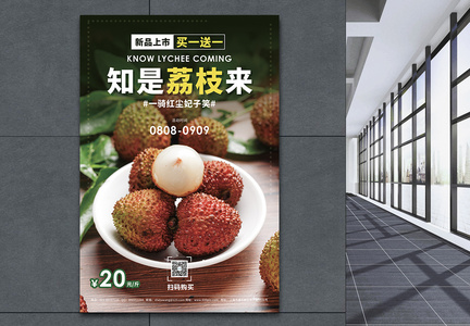 知是荔枝来水果促销宣传海报图片