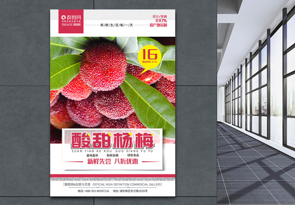 酸甜杨梅上市夏日水果促销海报高清图片