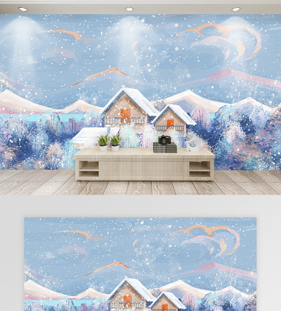 梦幻冬季背景墙图片