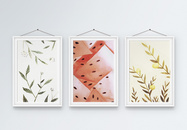 清新风格植物系三联框装饰画图片