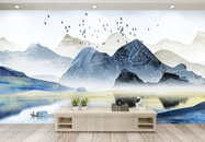 中国风山水水墨背景墙图片