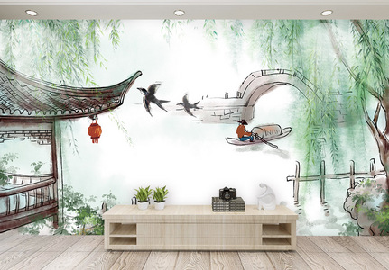 中国风水墨背景墙图片