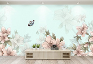 现代简约大片花朵背景墙图片