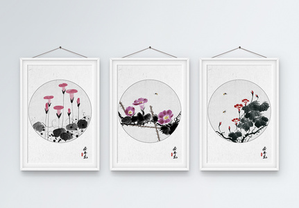 中国风牵牛花装饰画图片