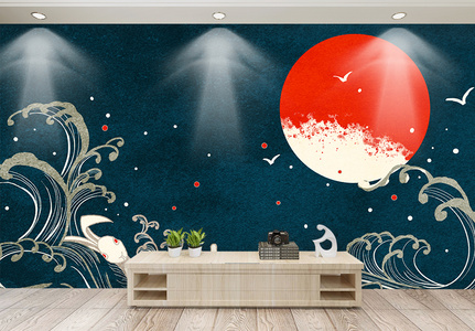 中式花纹背景墙高清图片