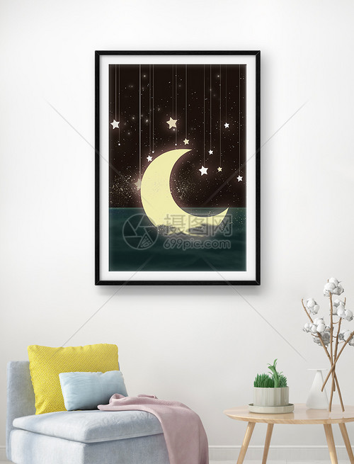 梦幻星星月亮装饰画