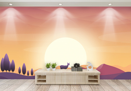 风景夕阳沙漠背景墙图片
