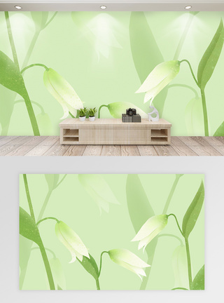 绿色植物小清新背景墙图片