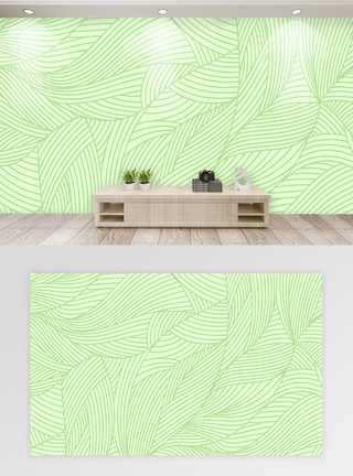 清新唯美电视背景墙绿色植物现代简约背景墙模板