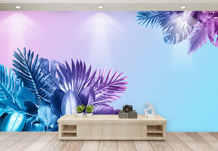 北欧风热带植物背景墙图片