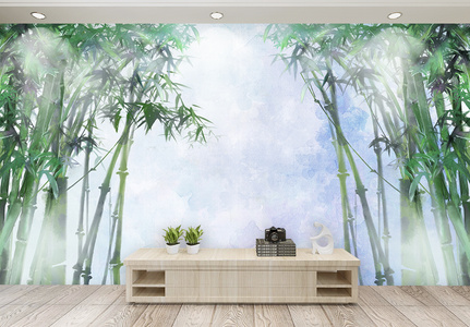 现代竹林风景背景墙高清图片