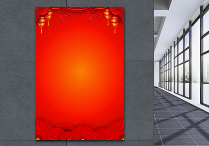 红色古典春节海报背景图片