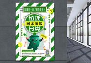 绿色简洁厨余垃圾垃圾分类公益宣传系列海报图片