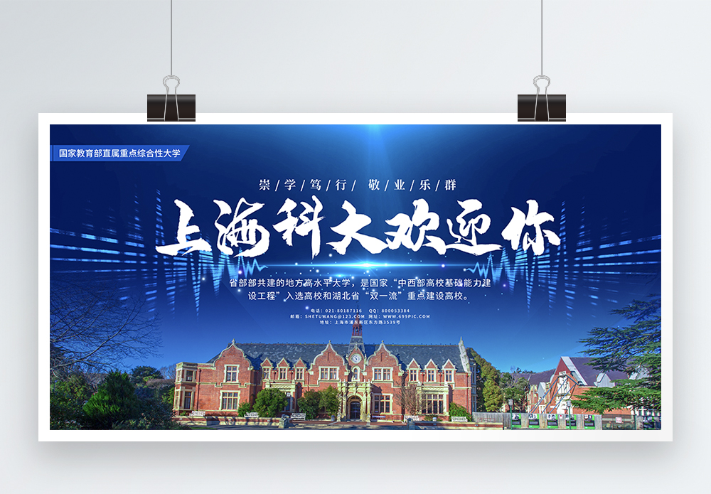 大学宣传蓝色个性高校招生宣传展板模板