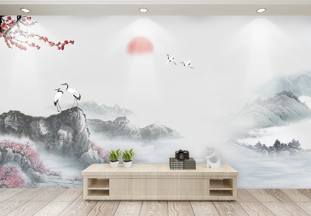 中国山水画背景墙图片素材