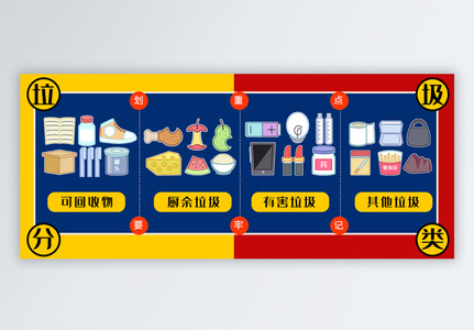 红黄蓝撞色垃圾分类公众号封面配图图片