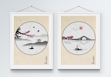 中国风江南山水装饰画图片