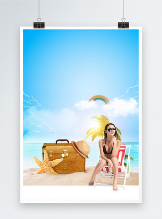 夏季小清新海边背景海报设计图片