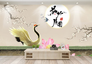 中式花鸟壁纸电视背景墙图片