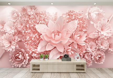 现代立体花卉背景墙图片