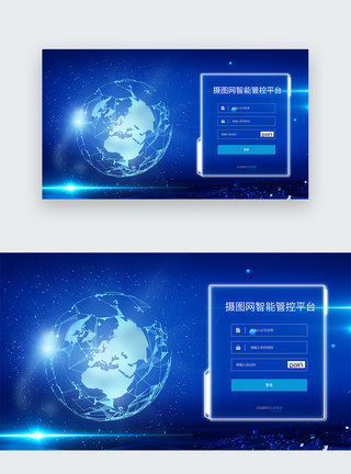 UI设计蓝色科技web登录页图片