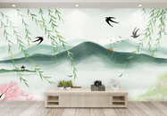 唯美中国风山水风景背景墙图片
