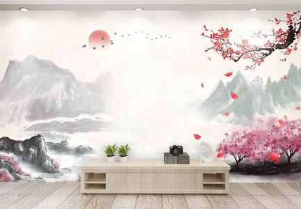 中国风山水背景画图片