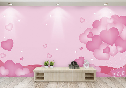 简约粉色浪漫背景墙高清图片