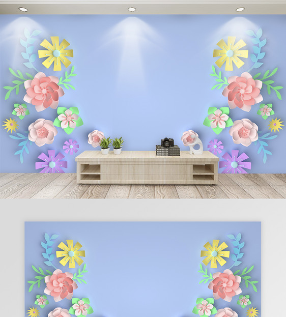 立体浮雕花语植物背景墙图片