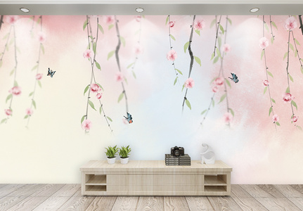 清新花卉背景墙图片