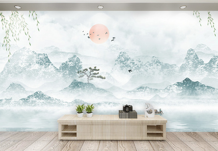 中国山水背景画图片