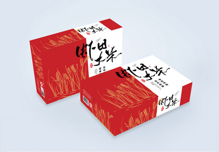 红色大气精品大米礼盒设计高清图片