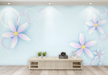 创意立体花朵背景墙图片