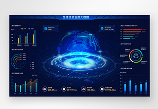 UI设计web城市经济业务分析可视化界面蓝色ui高清图片素材