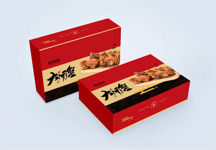 中国风大闸蟹包装盒礼盒设计图片