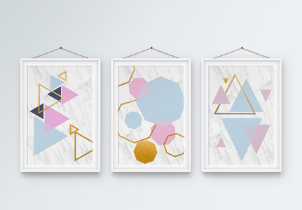 北欧现代简约客抽象几何厅装饰画高清图片