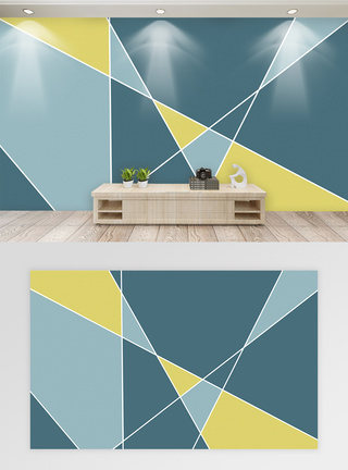 原创北欧几何立体小清新背景墙北欧现代几何线条电视背景墙模板