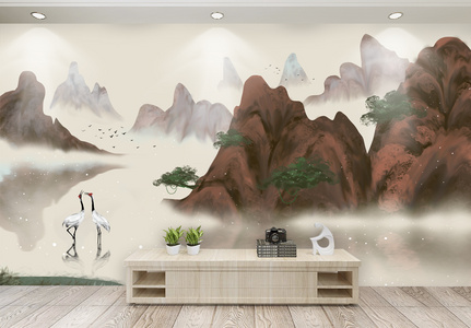 中国风山水画背景墙图片