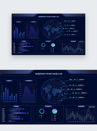 UI设计蓝色科技感大数据后台web界面图片