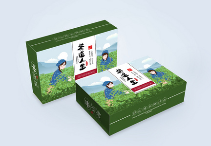 绿色简约风茶道人生茶叶包装盒图片