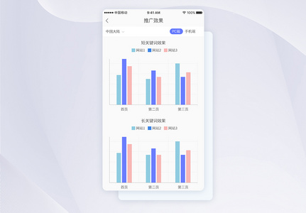 UI设计手机app营销数据柱状图表界面高清图片