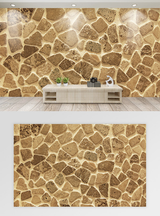 白岩石轻奢金色岩石效果背景墙模板