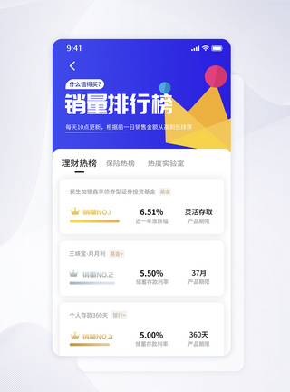 UI设计理财类排行列表手机APP界面金融高清图片素材