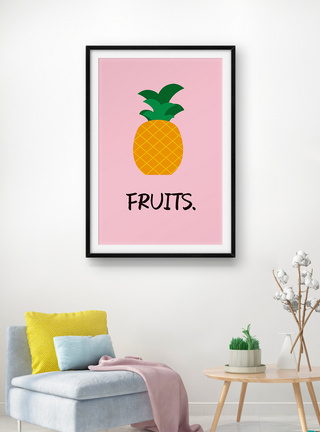 扁平彩色水果家居装饰画图片