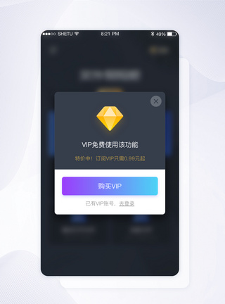 UI设计手机APP付费VIP引导弹窗界面图片